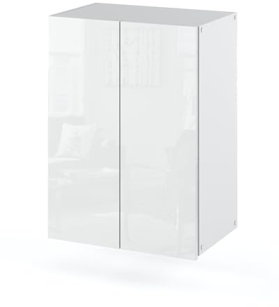MRBLS_HOME MRBLS Badezimmerschrank (Weiß Matt - Weiß Glanz) – Hängeschrank Für Badezimmer - Wandschrank Badezimmer - 40 x 60 x 25 cm (B/H/T)