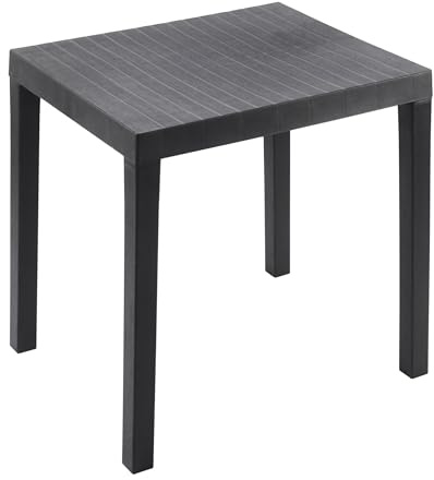 Spetebo Kunststoff Gartentisch rechteckig 78 x 65 cm anthrazit