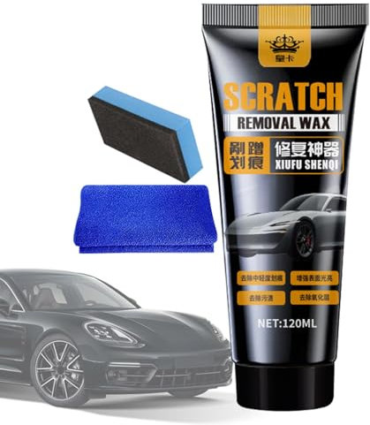 Ziennhu Cera de reparación de arañazos de coche, 120 ml para eliminar arañazos de cera de reparación con esponja, removedor de arañazos para la protección de la pintura del coche