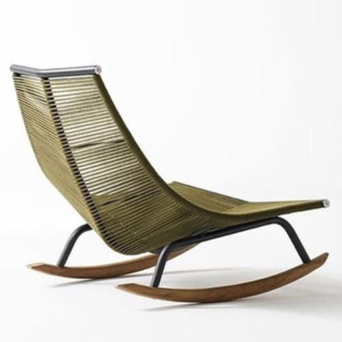 Fauteuil à bascule moderne d'extérieur en osier pour terrasse, balcon, canapé inclinable en rotin vert sans coussin