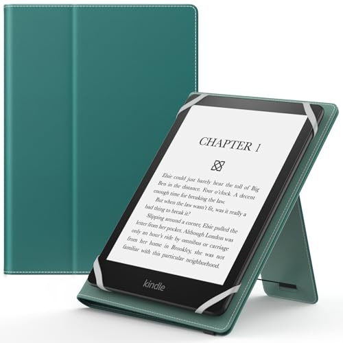 MoKo Étui pour 6-7 Pouces Kindle Liseuses et Tablettes, Vert Jade | Accessoires Liseuses pour 6-7 kindle/Kobo/Tolino/Pocketook/Sony E-Books Tablets, Étui Folio Léger, Dragonne, Béquille