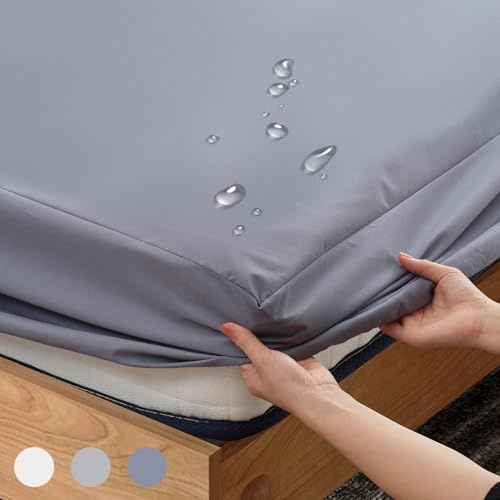Z-HOM Lenzuolo con Angoli Elasticizzati in Microfibra Impermeabile con Strato di Plastica, Altezza Materasso fino a 30 cm, Certificato Öko-Tex (Grigio Scuro, 160 x 200 x)