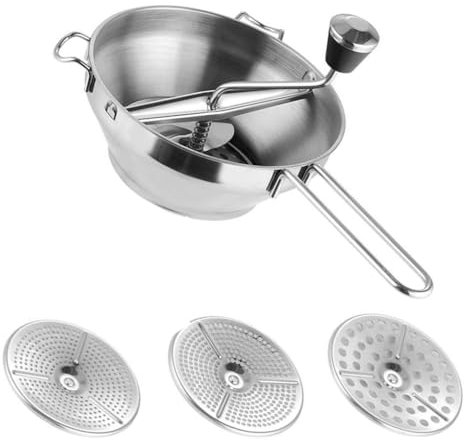 Molino de alimentos, rallador de frutas, herramienta de trituración de acero, manual, tamaño compacto, prensado, giratorio, accesorios para el hogar, a prueba de óxido