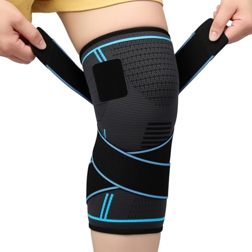 HOTUT Genouillère Sport, Genouillère Ligamentaire, Genouillère Élastique Réglable, Genouillère de Compression Sports, pour les Douleurs au Genou, Running Ligamentaire Menisque Arthrose(XL