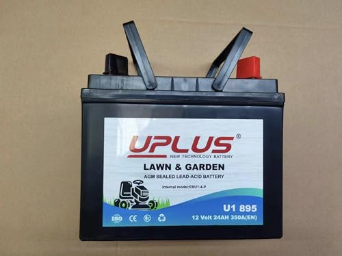 UPLUS 895 U1R Riding Lawn Mower Battery, 12V 330CCA Garden Tractors Maintenance Free Agm Batteries Fit for John Deere/Countax/Cub Cadet/MTD/Hayter Terminal:-,+