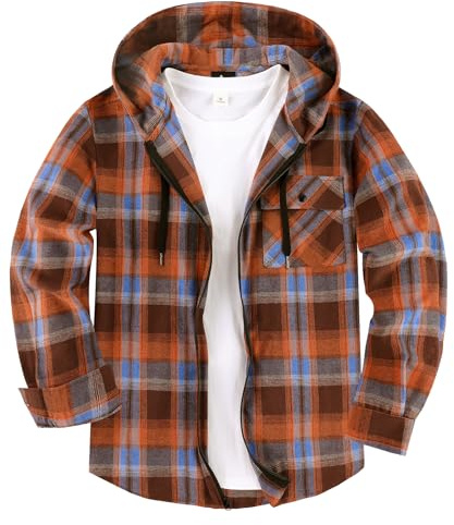 SwissWell Camisas Franela para Hombre Camisas a Cuadros con Capucha Camisa de Manga Larga Chaqueta Camisa de Leñador para Trabajo Senderismo Camping