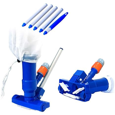 Limpiafondos Piscina, Aspiradora De Fondo De Piscina Manual, Aspirador De Piscinas, Kit Limpiador De Piscinas con Cepillo, Bolsa Y Barra De 5 Secciones para Bañera De Hidromasaje De Fuente De SPA