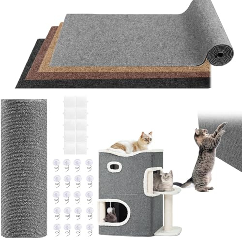 Cat Scratching Mat, Sofa Scratch Protectors from Cats, 78.74inx15.75in Furniture Protector from Pet Anti Cat Scratch for Sofa/Wall/Floor/Carpet/Cats Nest/Stairs (Light Gray)