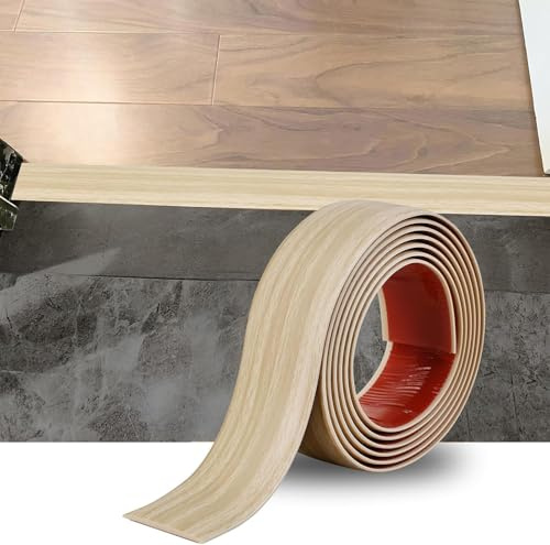 Zayejod 20M PVC Floor Transition Strip Self Adhesive，Beige Grain 4CM | Vinyl Flat Floor Divider Strip Carpet Cover Strips Laminate Threshold Flooring Edge Trim for Joining Floor Tiles Gap Door Bar