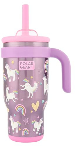 Polar Gear 520ml Travel Insulated Tumbler with Straw and Lid - Spill-Proof | Double-wall travel cup, spill-proof sliding lid, removable straw, car cupholder compatible made for beverages while on the go