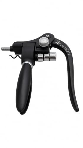 Cavatappi Professionale per Vino presa sicura, Apribottiglie Manuale a Leva in Acciaio Inox Nero e Cromato, Apertura Rapida e Senza Sforzo, Ideale per Casa, Bar e Ristorante