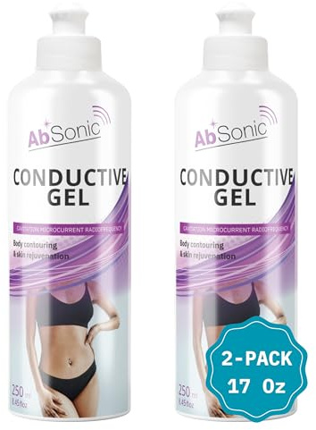 AbSonic - Gel Conduttore per elettrostimolazione, elettrodi, cinture addominali elettrostimolatore, TENS, EMS - 2x250ml