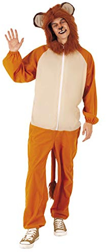 Rubies Disfraz León para adulto, hombre, mujer, Jumpsuit con gorro, Talla única, Unisex, Oficial Rubies para Carnaval, Fiestas, Cumpleaños y Halloween
