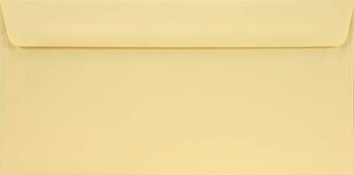 100 gräddvit DIN långa kuvert, 110 x 220 mm, 90 g, burano camoscio, rak klaff, utan fönster, perfekt för födelsedag, jul, bröllop, inbjudningar, gratulationskort, visitkort, företagsbroschyrer