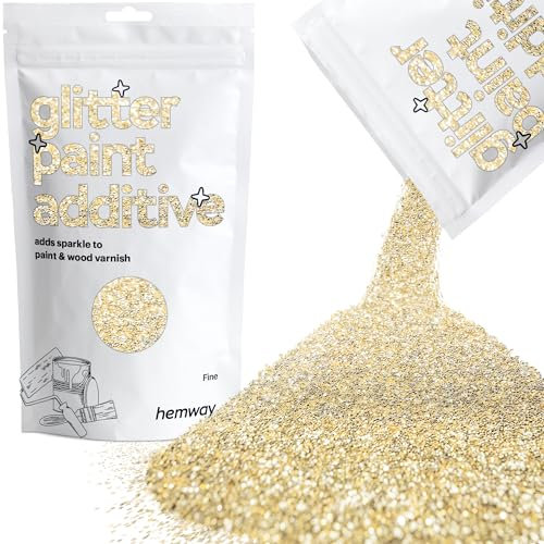 Hemway Glitter Paint Additive - Champagne Gold | 100g Fine Metallic Flakes for Adding Sparkle to Paints & Wood Varnish | Add to Emulsion, Acrylic & Latex for Indoor Sparkly Walls