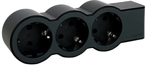 LEGRAND Regleta de enchufes, Enchufe múltiple con 3 Tomas de Corriente,sin Cable, Color Negro/Gris Oscuro 694574