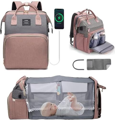 YUDOXN Wickeltaschen-Rucksack, Baby-Wickeltaschen, Muttertagsgeschenke, multifunktionaler wasserdichter Reise-Windelrucksack für Babys, Jungen und Mädchen, mit tragbarer Windelunterlage(rosa)
