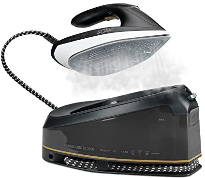 Solac - Centro de planchado Optima Center 3000W | Plancha profesional | 7 bar de presión | Quick-Start en 30s | Auto-off | Golpe vapor 400g/min | Máx vapor constante 130g/min | 1.5L | Cerámica