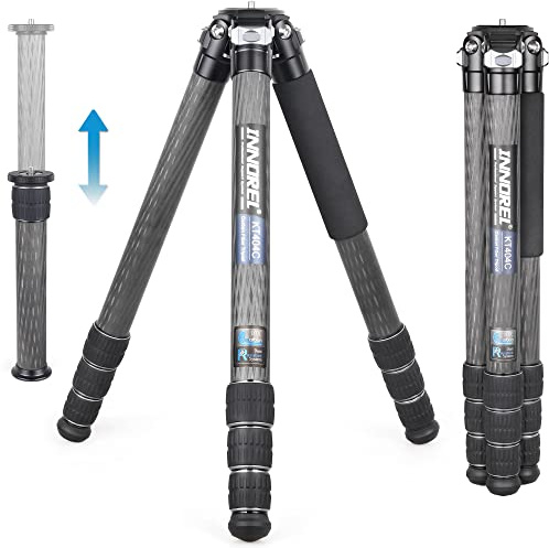 INNOREL KT404C Kompakt 10-lagers kolfiberkamerastativ 40 mm stort rör professionellt stativ för digital DSLR-videokamera slitstark kamerastativ belastning 35 kg (77 lb) med mittkolonn