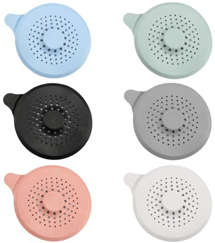 MytaYt 6 Stück Haarsieb Dusche Silikon Home Drain Protector Dusche Abflussschutz Haarfänger mit Saugnapf 6 Farben für Küche, Badewanne, Badezimmer