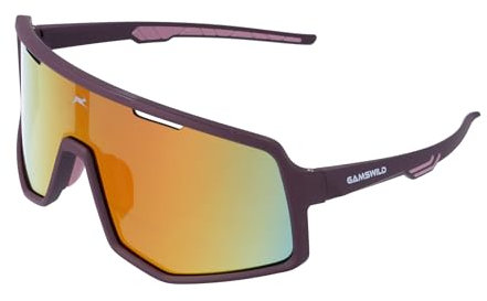 Gamswild WS4042 Fahrradbrille beere – polarisierte Sonnenbrille - schnelle Fahrradbrille - bruchsichere Polycarbonatgläser - 100% Schutz vor UV Strahlen - dank UV400 – 27g