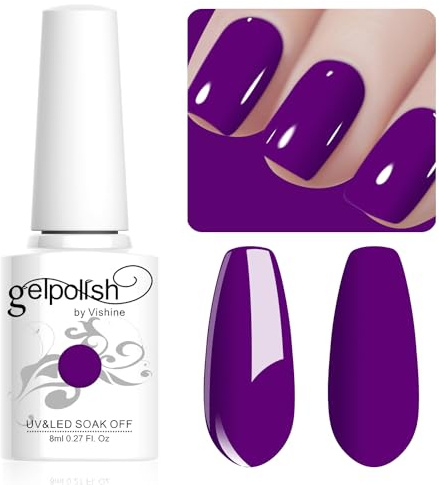 Vishine Gel Polish, 8ml Purple Soak Off UV LED Nail Polish for Manicure and Nail Art DIY #076