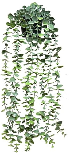 Künstliche Hängepflanze,Künstlicher Eukalyptus, Kunstpflanze Eukalyptus Blätter im Topf, Wartungsfreie Plastik Hängepflanzen Rebe für Wand Küche Veranda Hängekorb Dekoration (1pcs)