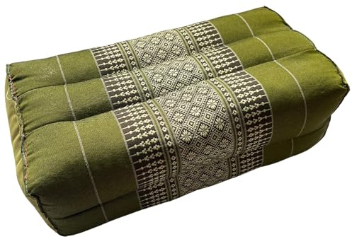 VIE Authentic Thai Kapok Meditation Cushion, 35x12x15cm, Green, One Size