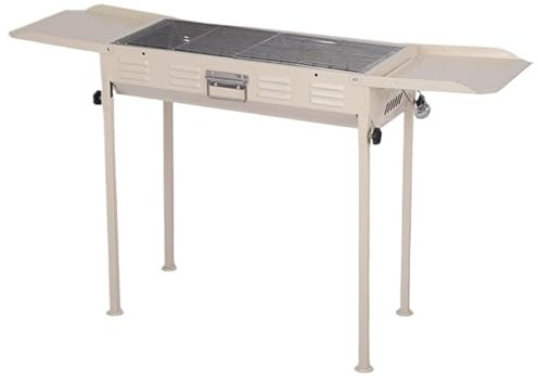 Camping Grill Träkol Utomhus Bärbar Grill Kolgrillar Järn Tjock Grill För Campingresor Campinggrill Picknickgrill(Beige)