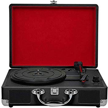MRKU Tocadiscos portátil Bluetooth de 3 velocidades con parlantes incorporados Sonido de Audio Mejorado Incluye Aguja Adicional