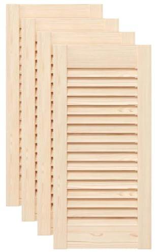 vidaXL Portes d'armoire à persiennes 4 pcs 61,5x29,5 cm pin Massif, Porte de Meuble, Porte de Garde-Robe, Panneau à persiennes en Bois
