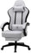 GTPLAYER Gaming Stuhl Ergonomischer Gaming Sessel Schreibtischstuhl mit Stoffoberfläche, Federsitzkissen, Verbindungsarmlehnen und Fußstütze Weiß-Grau