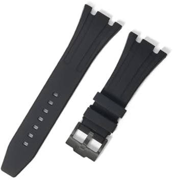 TVKSIPAR Bracelet En Caoutchouc 27 Mm 28 Mm 30 Mm For Royal Fit For Oak Offshore 15710 15703 26471 26474 15706 Bracelet De Montre En Silicone Souple For Ceinture De Rééquipement GA2100(Black-black,30m