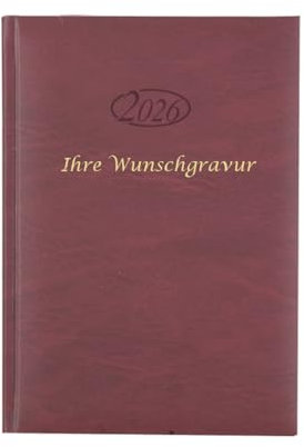 Buchkalender 2026 mit Gravur / Chefkalender / Farbe: bordeaux