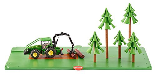 siku 5605, Forst-Set mit Traktor, 2 Grundplatten und 5 Bäumen, Kunststoff/Metall, Grün, Viele Funktionen