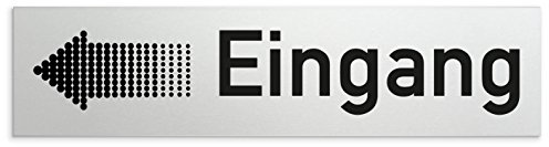 'Aluminium Plaque de porte d'entrée + flèche gauche 160 x 40 x 1,5 mm de direction (Surface traitée) • autocollant