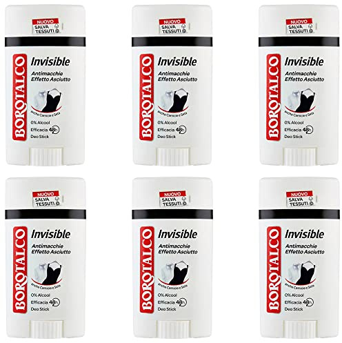 6x Borotalco Invisible Deodorant Deo Stick Deostick anti Flecken Spots 40ml 48h