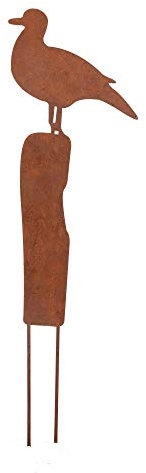 UNUS RM Design spina da giardino in zinco a forma di gabbiano, su palo, spina in metallo in acciaio inox, decorazione da giardino effetto ruggine, resistente alle intemperie