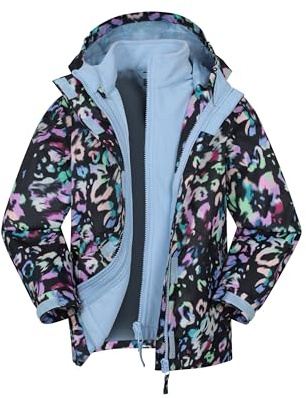 Mountain Warehouse Veste imperméable 3-en-1 Atom pour Enfant - Veste de Pluie à Coutures étanches, Capuche Amovible, Poignets Extensibles, Micropolaire, Hiver Rose 13 Ans