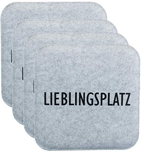Brandsseller Wende-Sitzkissen Filz zweifarig Eckig Stuhlkissen Sitzpolster Auflagen - 35 x 35 x 1,0 cm (4er-Vorteilspack, Lieblingsplatz Anthrazit/Grau)