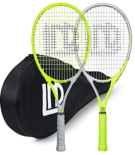 LUNNADE Lot de 2 raquettes de tennis pour adultes, durables, 68,6 cm, légères, pré-cordées et régripes, adaptées pour les joueurs débutants à intermédiaires