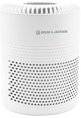 Spear & Jackson 42265 Air Purifier with HEPA Filter/Removes Pollens, Dust, Pet Dander & Other Allergens/Timer, Night Light & Sleep Mode/Portable Air Cleaner for Bedrooms, Living Room, Office