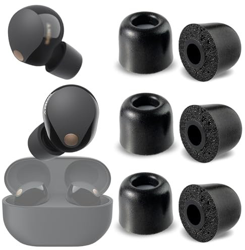 sciuU Embouts Auriculaires Isolants du Bruit [3 Paires] Compatible avec Sony WF-1000XM5, Rembourrage en Mousse à Mémoire de Forme avec Filtre Anti-poussière, Réduction du Bruit et Amélioration du Son