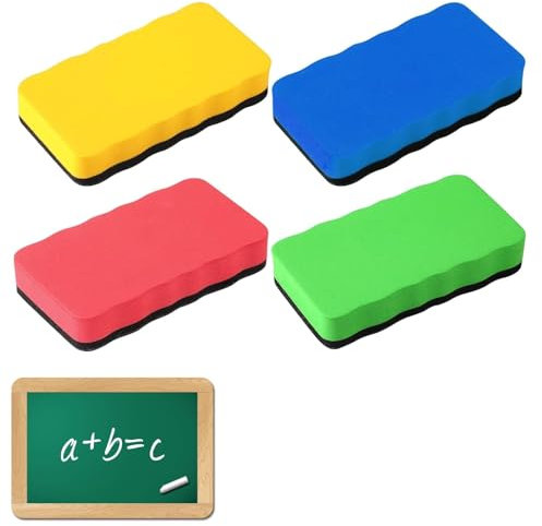 QQDBT Lot de 4 gommes magnétiques pour tableau blanc, gomme en caoutchouc pour tableau blanc, gomme magnétique avec tampon en feutre épais, gomme pour tableau noir pour la maison, le bureau et les sal