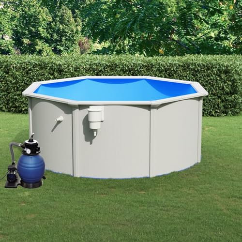 SECOLI Stahlwandpool Komplettset stahlwandpool schwimmbecken Aufstellpoolol Garten Pool Stahlwandbecken Pool-Pool + Pumpe-Ø 300 x 120 cm