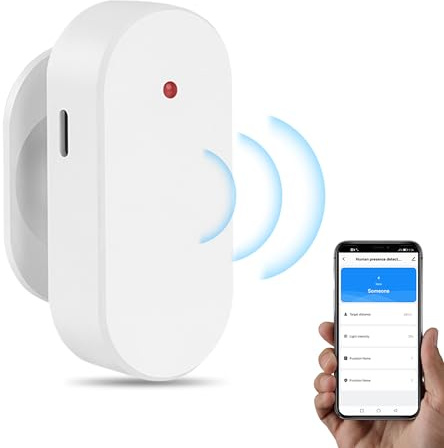 WiFi-menschlicher Präsenzsensor: 24 G mmWave Radar mit Lichtsensor, Positionierung der Zone, Empfindlichkeit einstellbar, Tuya App-Fernbedienung, kompatibel mit Alexa