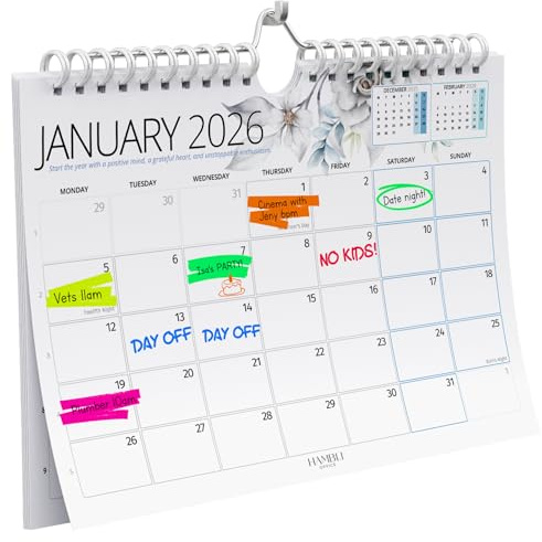 Wall Calendar 2026 Colour Calendar - 12 Month Calendar 2026 - Landscape Full Year Wall Calendars Planner - NOW to December 2026