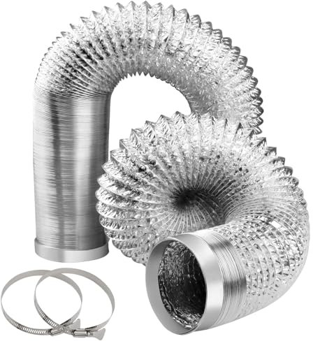 4-Inch Dryer Vent Hose 26FT, Flexible Aluminum Duct with 2 Clamps, Heavy-Duty Four Layer Protection for HVAC Ventilation and Exhaust