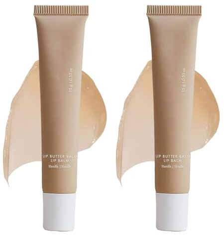 Pack de 2 Baume à Lèvres Masque Lip Glow Oil Hydratant Antiadhésif pour un Soin Apaisant Teinté Hydratation Instantanée (Beige)