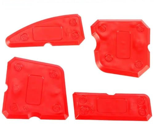 4 Piece Caulking Tool Kit Sealant Finishing Tool Silicone Sealant Tool Multi-Edge Silicone Profiling Tool for Kitchen & Bathroom Caulking (Red)